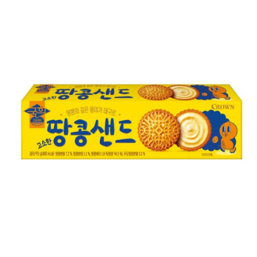 CROWN Kookhee Peanut Cream Sandwich Biscuits – Korean Nutty Cookies 93g