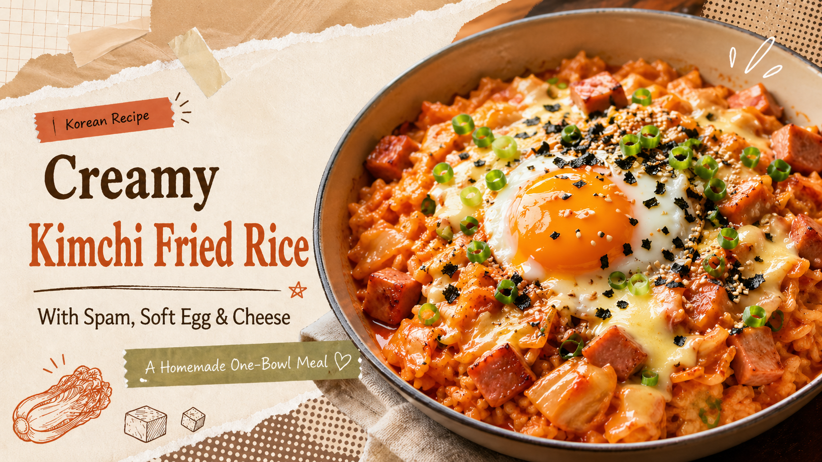 Creamy Kimchi Fried Rice Recipe: A Comforting One-Bowl Meal with Spam, Soft Egg, and Cheese