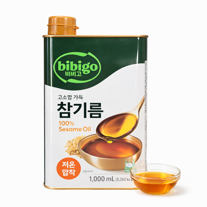 CJ bibigo Roasted Sesame Oil Can Korean Premium Sesame Oil 1L