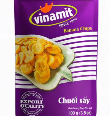 VINAMIT Dried Banana Chips 100g – Crispy Vietnamese Banana Snack with Natural Sweetness