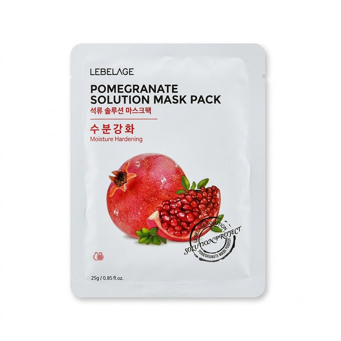 LEBELAGE Pomegranate Solution Mask Pack 25g × 10 Sheets – Moisturising & Radiance Care Korean Sheet Mask