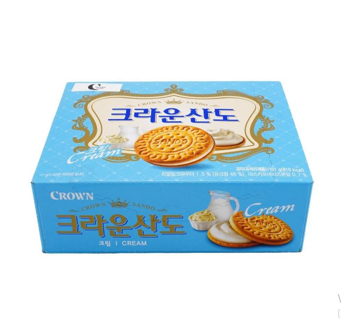 CROWN Sando Milk Cream Sandwich Biscuits – Korean Snack 161g