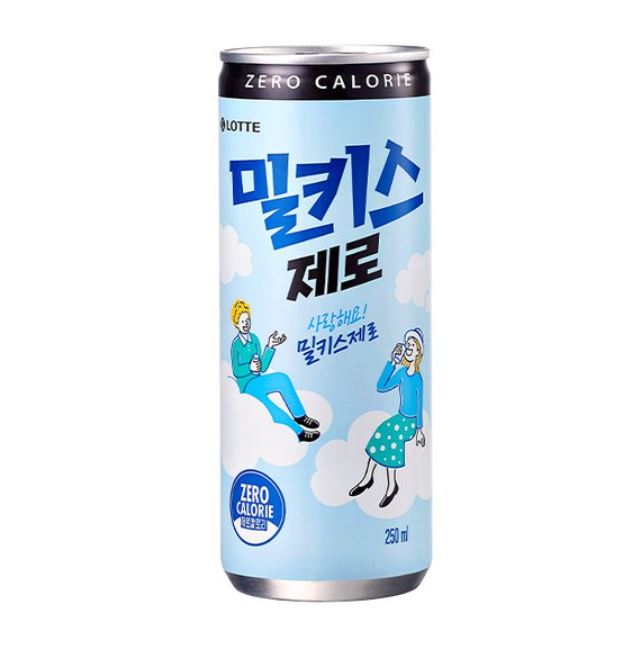 롯데 밀키스 제로 - 한국산 제로칼로리 우유&amp;탄산음료 250ml 캔