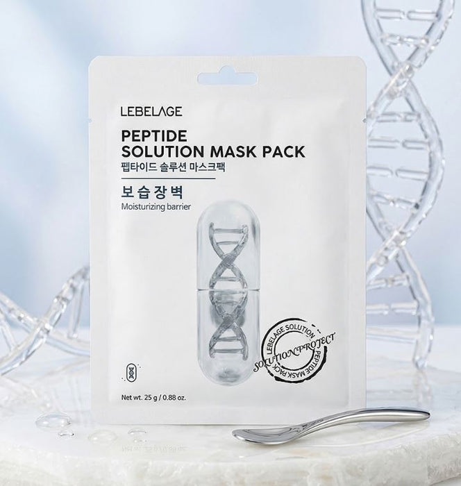LEBELAGE Peptide Solution Mask Pack 25g × 10 Sheets – Moisturising Barrier & Firming Korean Sheet Mask