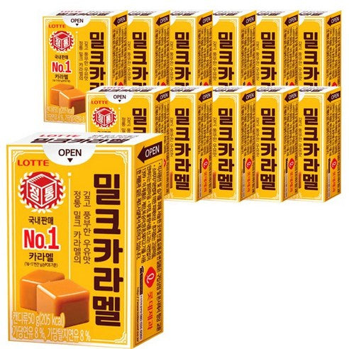 롯데 밀크 카라멜 캔디 - 클래식 코리안 츄이 카라멜 50g / 50g × 12팩