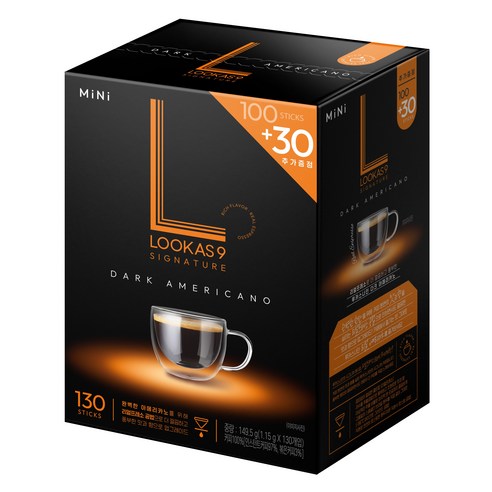 루카스나인 시그니처 다크 아메리카노 원두커피스틱 1.15g*130T
