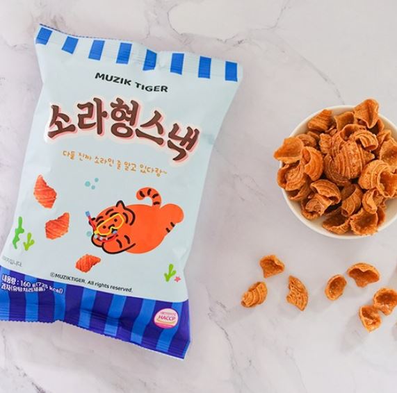MUZIK TIGER Conch Shaped Crunchy Snack Korean Character Snack 160g