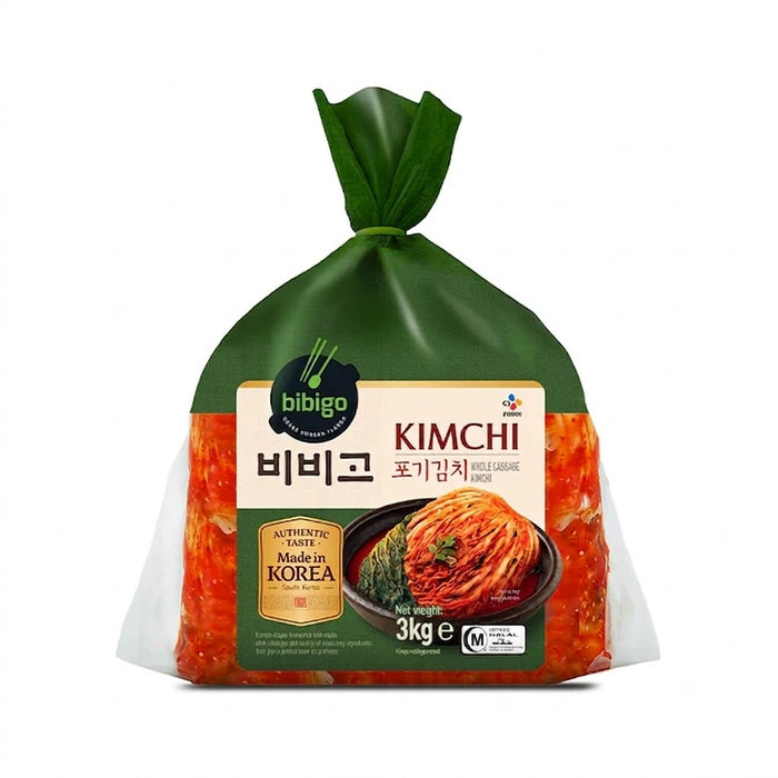 BIBIGO Whole Napa Cabbage Kimchi Korean Fermented Kimchi 3kg – Authentic Korean Kimchi Family Pack