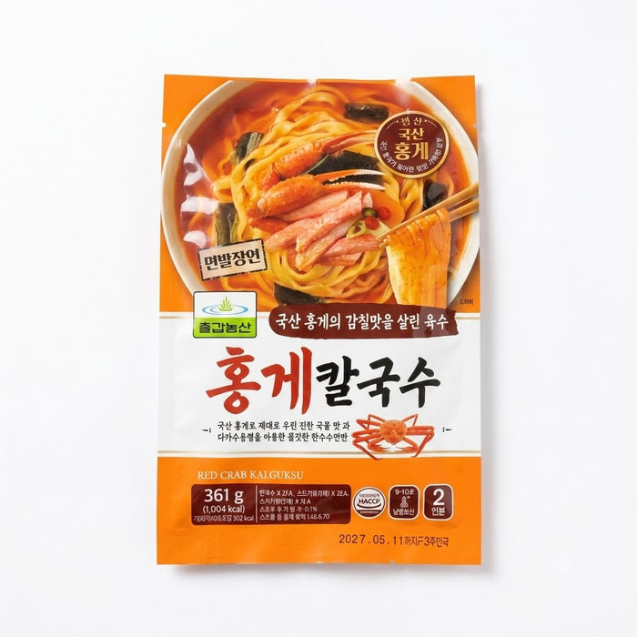 CHILKAB Red Crab Kalguksu 361g Chilled – Korean Fresh Noodle Soup with Red Crab Flavour, 2 Servings