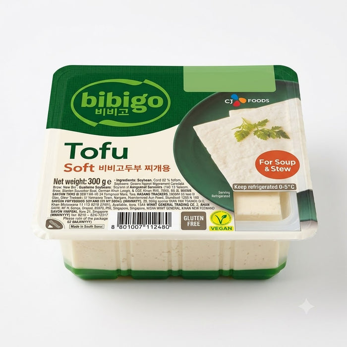BIBIGO Soft Tofu for Korean Stews & Soups 300g – Firm Tofu for Jjigae, Hot Pot & Cooking