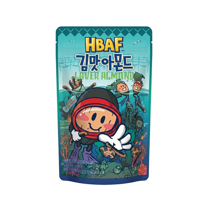 HBAF Laver Almond Korean Roasted Almond Snack 120g – Premium Seaweed Flavoured Almonds