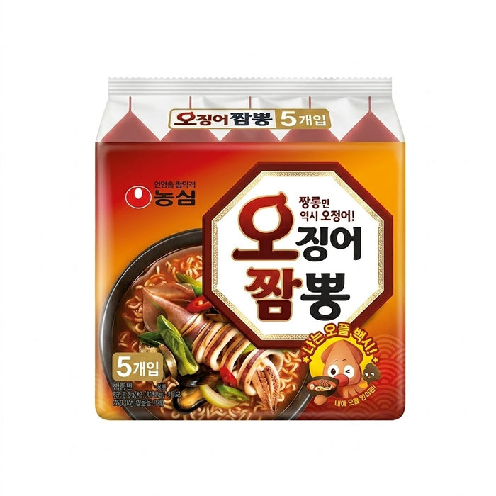 NONGSHIM Squid Champong Spicy Seafood Instant Noodles Multipack 124g × 5