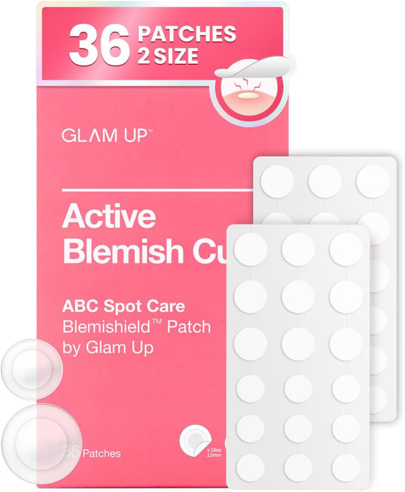 Blemishield Patch by Glam Up - 36 patches, Active Blemish Cure, Hydrocolloid, Invisible patch, acne cover patch