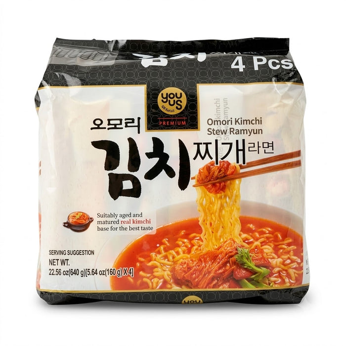 YOUUS 오모리 김치찌개 라면 160g × 4개입
