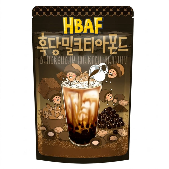 HBAF Brown Sugar Milk Tea Almond Roasted Korean Almond Snack 190g – Bubble Tea Flavoured Sweet Crunchy Nuts