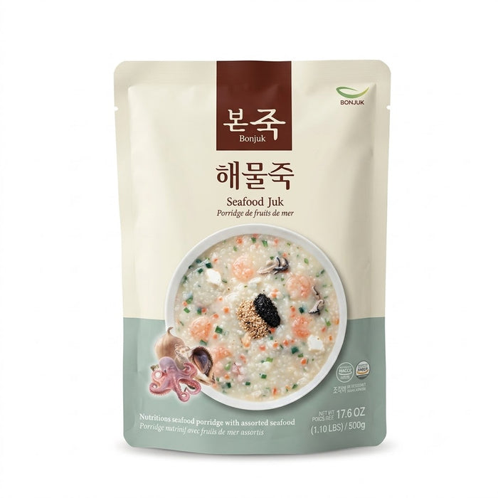 BONJUK Seafood Juk Korean Rice Porridge 500g – Ready-to-Heat Seafood Porridge Pouch