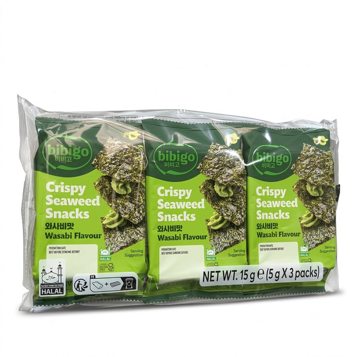 비비고 바삭한 김스낵 와사비맛 15g (5g × 3팩)