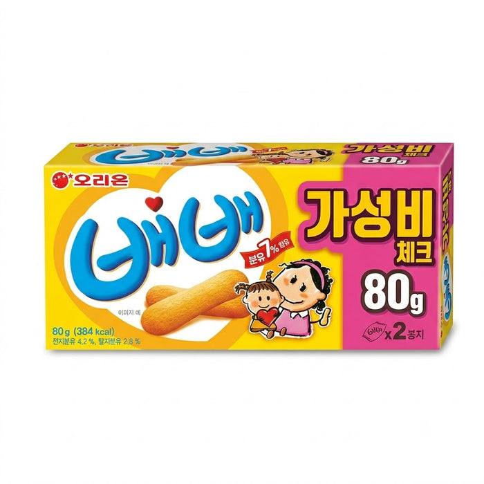 ORION Bebe Baby Biscuit 80g (40g × 2 Packs) – Mild Korean Milk Biscuit Snack