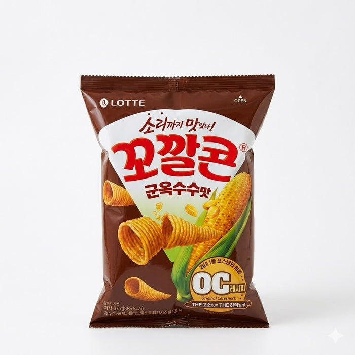 LOTTE Kokkal Corn Grilled Corn Flavor Corn Snack Korean Snack 67g