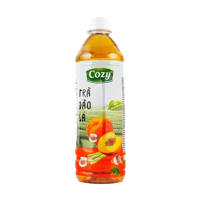 COZY Peach Lemongrass Tea 455ml – Refreshing Vietnamese Fruit Herbal Drink with Natural Tea Leaves & Zero Fat
