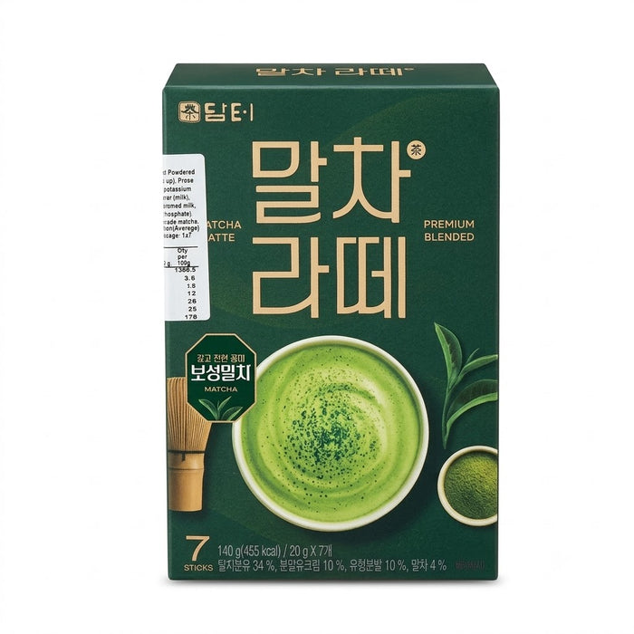 DAMTUH Premium Boseong Matcha Latte 140g (20g × 7 Sticks) – Korean Matcha Green Tea Latte Mix