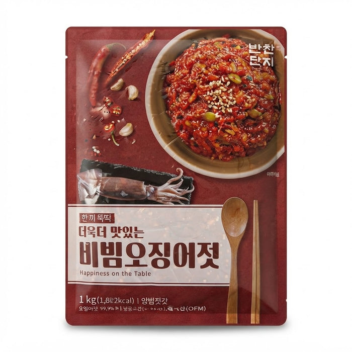 BANCHAN DANJI Chilled Spicy Seasoned Squid Jeotgal 1Kg – Korean Bibim Ojingeo Jeot