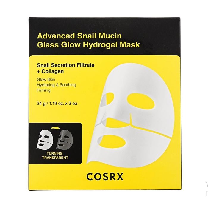 COSRX 高级蜗牛粘蛋白玻璃光泽水凝胶面膜，3片