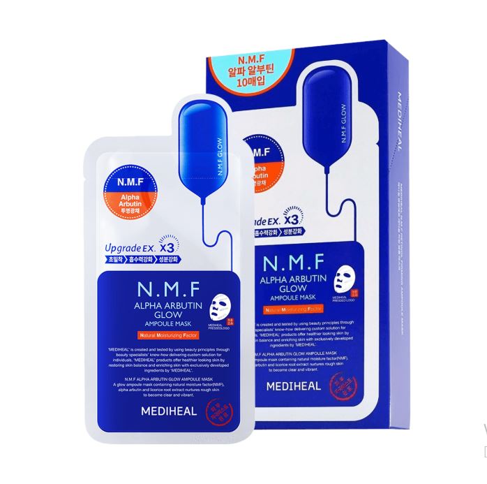메디힐 알파 아부틴 글로우 앰플 마스크 10매 - 브라이트닝 &amp; 수분 케어
