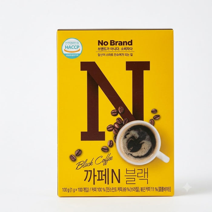 NOBRAND Cafe N Black Instant Black Coffee 100g (1g × 100 Sticks) – Brazilian & Colombian Coffee