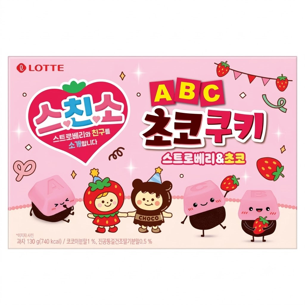 LOTTE ABC Choco Cookie Strawberry 130g – Strawberry & Chocolate