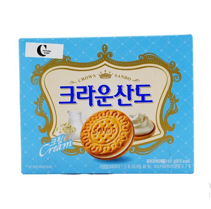 CROWN Sando Milk Cream Sandwich Biscuits – Korean Snack 161g