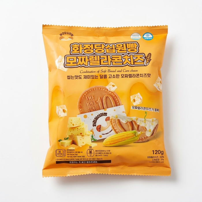HWAJEONGDANG Frozen 10 Won Bread – Korean Mozzarella Corn Cheese Snack 120g
