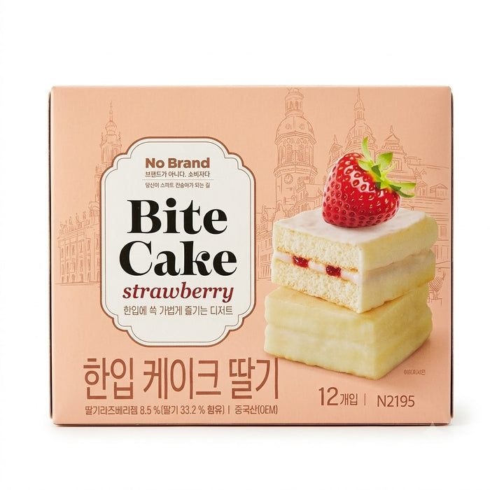 NOBRAND Bite Cake Strawberry Soft Sponge Cake with Strawberry Jam 312g (26g × 12)