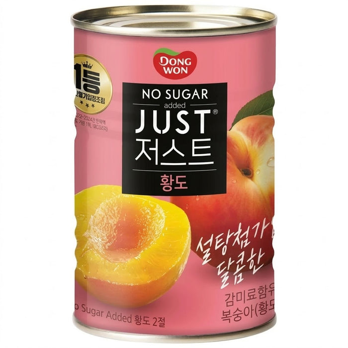 DONGWON Just No Sugar Added Yellow Peach Slices Canned Fruit Dessert 400g