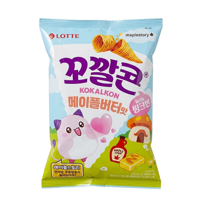 LOTTE KOKKALKON Maple Butter Flavor 67g – Sweet & Savoury Korean Corn Snack