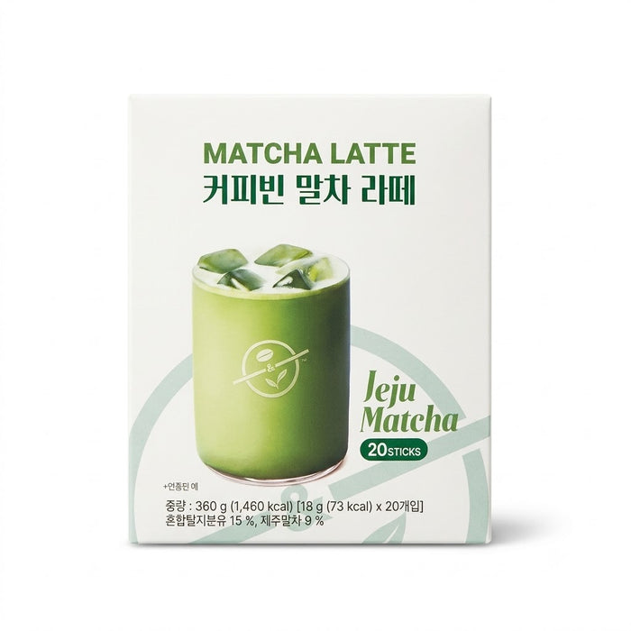 COFFEE BEAN Jeju Matcha Latte 360g (18g × 20 Sticks) – Korean Instant Green Tea Latte Mix