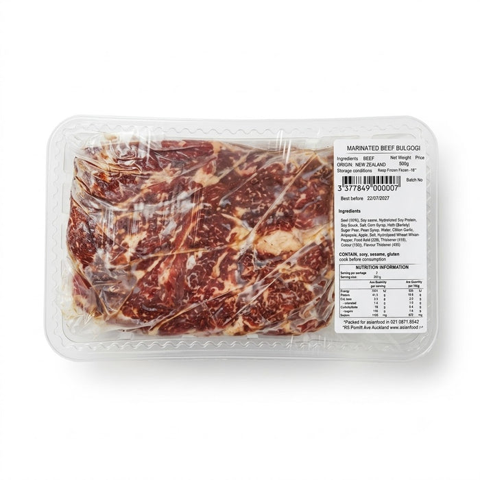 Premium New Zealand Marinated Beef Bulgogi 500g Frozen – Authentic Korean Soy Sauce BBQ Beef