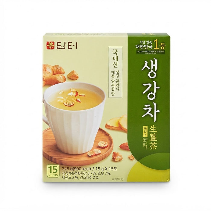 DAMTUH Ginger Tea Plus Korean Instant Tea with Nuts & Jujube 225g (15g × 15 Sticks)