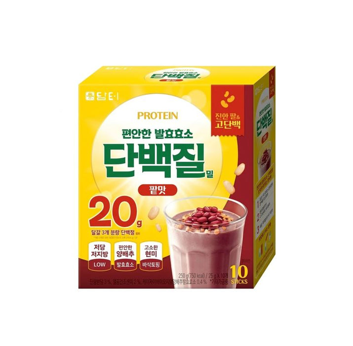 DAMTUH Fermented Enzyme Protein Meal Red Bean Flavour 250g (25g × 10 Sticks) – High-Protein Korean Grain Drink