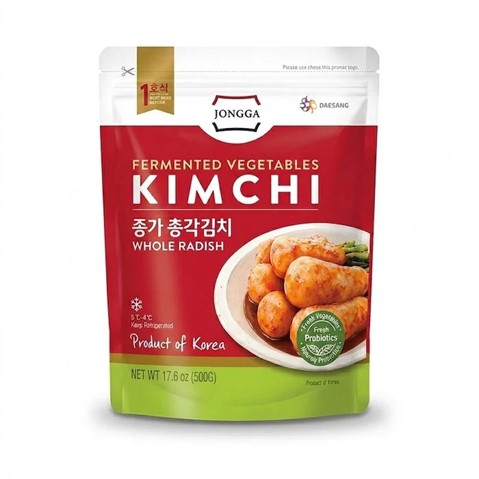 JONGGA Chonggak Kimchi Korean Whole Young Radish Kimchi 500g – Authentic Fermented Korean Kimchi