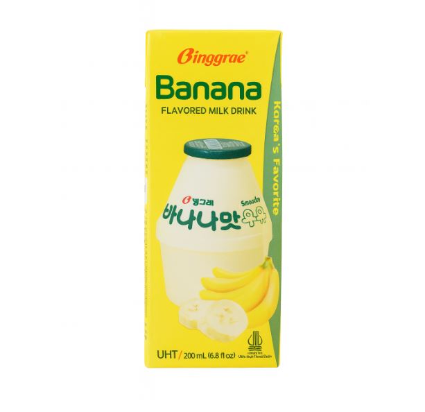Binggrae Banana Milk Drink 200ml / 200ml×6 – Korean Sweet & Creamy Milk Beverage