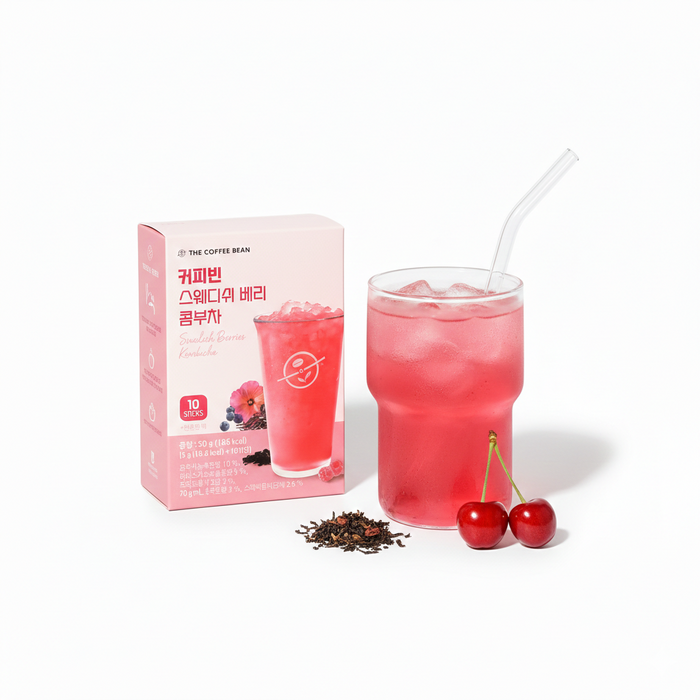 COFFEEBEAN Swedish Berry Kombucha Stick 5g × 10 – Probiotic Berry Kombu Tea Drink Mix