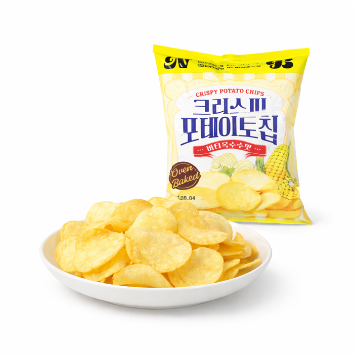 NoBrand Crispy Potato Chips Butter Corn Flavor 80g