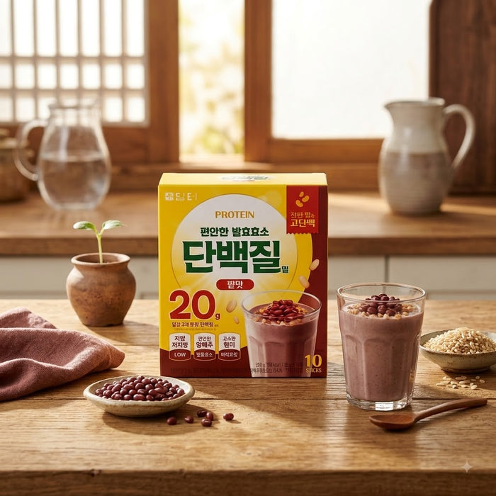 DAMTUH Fermented Enzyme Protein Meal Red Bean Flavour 250g (25g × 10 Sticks) – High-Protein Korean Grain Drink