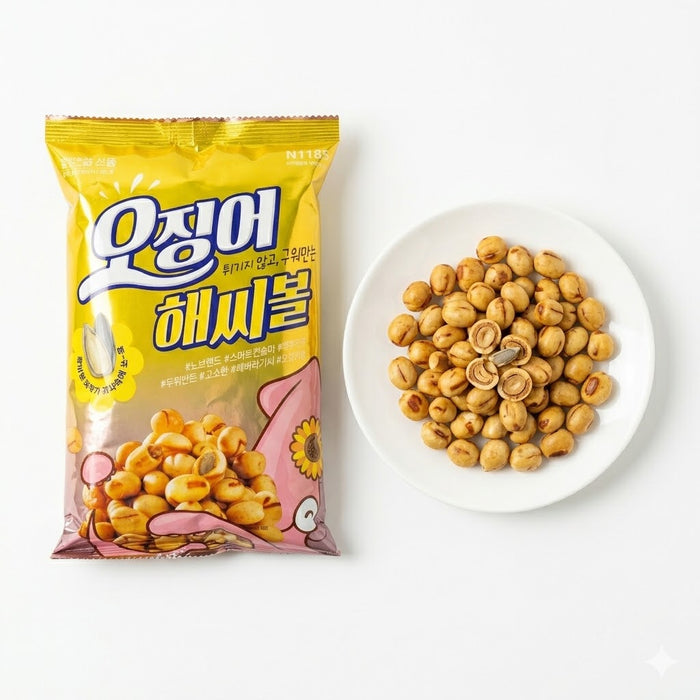NoBrand Squid Sunflower Seed Balls Crispy Snack 270g – Korean Savory Crunch Snack