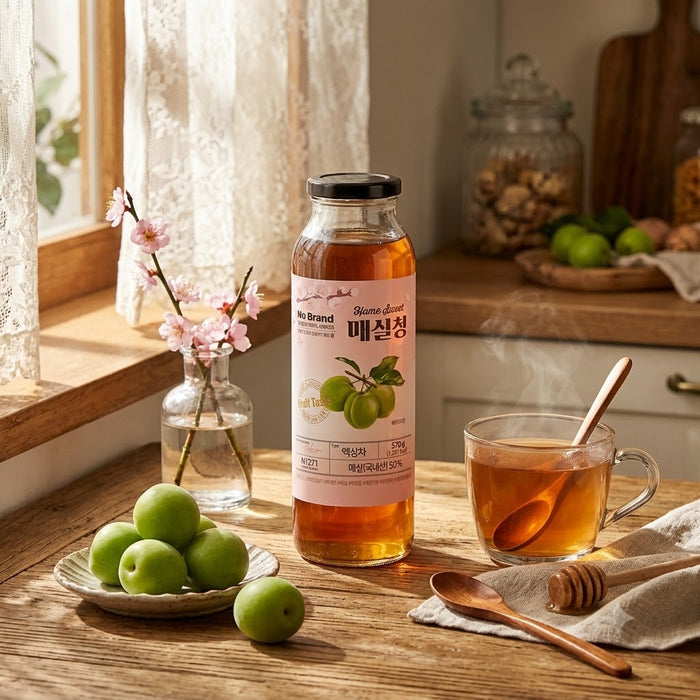 NoBrand Maesil Cheong Korean Green Plum Syrup Drink Base 570g – Sweet Plum Concentrate for Tea & Sparkling Drinks