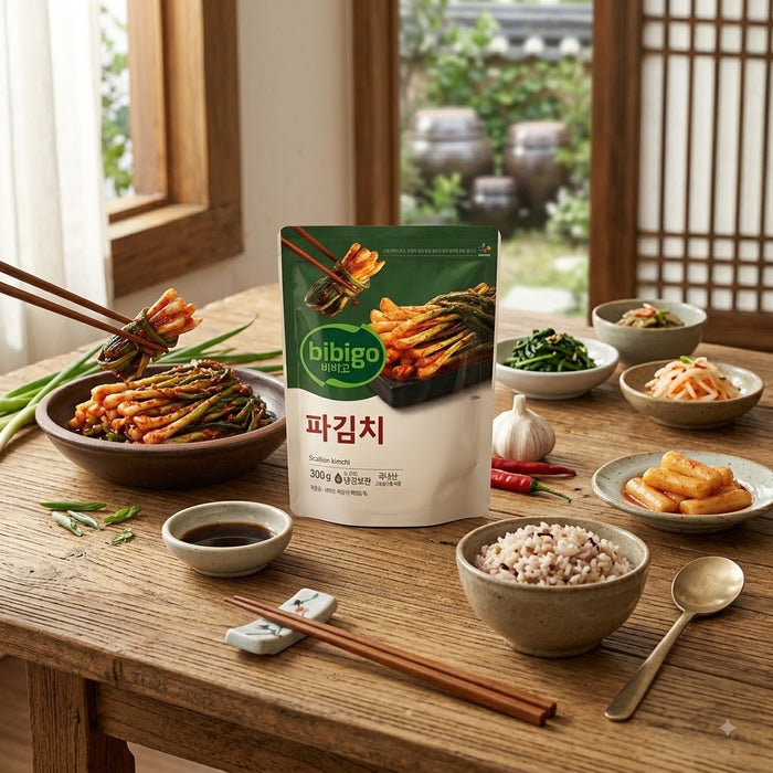 CJ BIBIGO Green Onion Kimchi 300g – Korean Pa Kimchi Fermented Scallion Kimchi