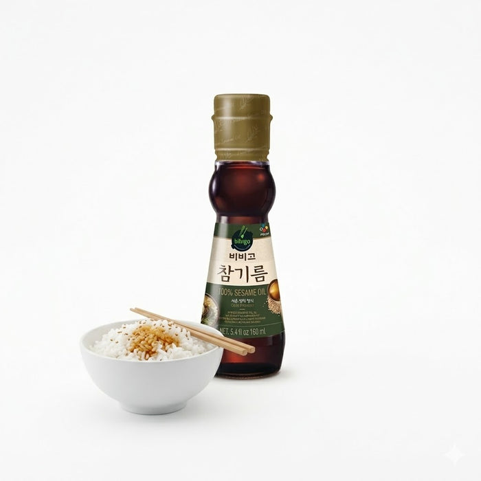 CJ Bibigo Sesame Oil Premium Roasted Korean Sesame Oil Cooking Seasoning 160ml