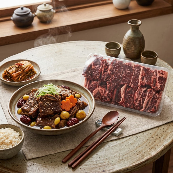 Premium New Zealand Beef Short Ribs 1kg Frozen – Bone-In Beef Ribs for Korean Galbi Jjim Stew