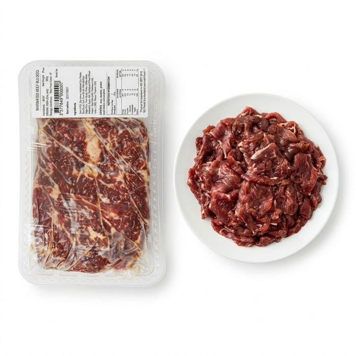 Premium New Zealand Marinated Beef Bulgogi 500g Frozen – Authentic Korean Soy Sauce BBQ Beef